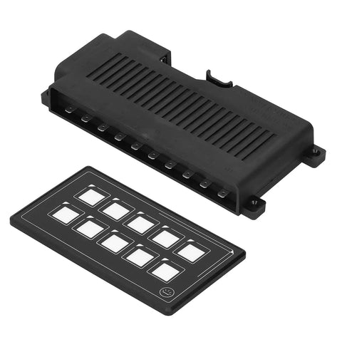 Universal 10 Button Membrane Switch Panel With Bluetooth App Control, Backlit LED Touch Interface, panel and base view