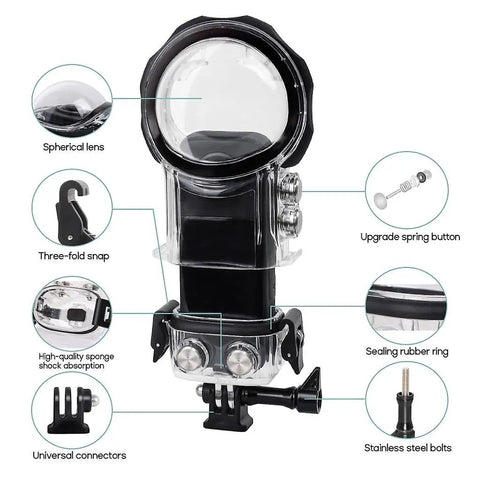Underwater Housing For Insta360 X3 Waterproof Case Up To 50M 164FT With Dome Lens Rugged Shockproof And Dustproof Protection