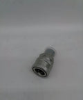 Quick-connect fitting, 1/2-inch male-thread adapter with knurled metal body (side view).