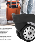 Multihole Suitcase Wheel Set In Black Universal Luggage Replacement Wheels Pair With Braked Stop Function Durable And Impact Resistant