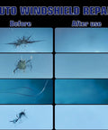 Comparison of windshield glass chips and cracks before and after using Two Pack Windshield Repair Kit With Suction Cup And Curing Light Auto Glass Repair Tool Using Nano Resin For Chips And Cracks Premium Vacuum Seal System For Windscreens Easy Do It Yourself Glass Fix