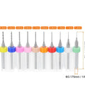 10Pc PCB Drill Bit Set With One Eighth Inch Shank, Pro Grade Tungsten Carbide Micro Twist Bits For Printed Circuit Board Sizes 0.3mm To 1.2mm