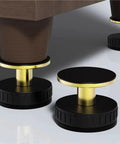 Adjustable Furniture Feet Set 12 Pieces For Leveling And Anti Shake On Beds And Heavy Furniture, close-up of black and gold feet