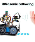 Mini Smart Tank Robot V3 Programmable STEM Car Kit Compatible With Arduino And Mixly For Line Tracking Light Following And Fire Extinguishing Projects Great For Teens And Makers Hands On Learning ultrasonic following sensor on tracked metal robot