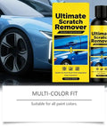Complete Car Scratch Remover Kit And Auto Paint Restoration Compound For Quick Surface Scratch Fix and swirl mark repair on any vehicle with no sweat application, includes bottle and box.