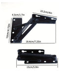 Heavy Duty Steel Spring Hinge 2 Pcs 80 Degree Lift Top, black steel hinges with measurements for cabinet and furniture lids