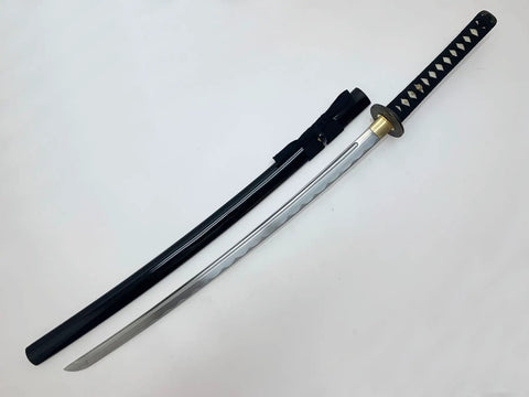 Safe Practice Aluminum Iaido Training Sword For Nukitsuke And Noto Drills, 28.3 Inch Unsharpened Blade with Fullered Groove and Sheath