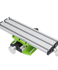 Pro Grade Precision Cross Slide Table Mini Compound Drilling Bench Featuring Smooth Adjustable Dovetail Slots Rock Solid Milling Worktable Built Tough Workhorse Weekender Favorites with aluminum surface and green base