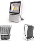 Led Floodlight showing aluminum body, waterproof design, and heat dissipation features in 100W size.