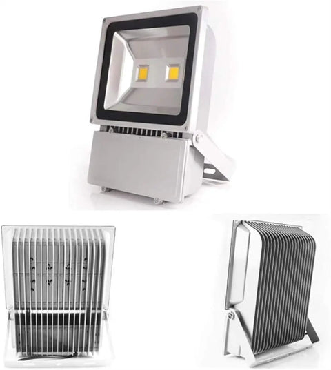 Led Floodlight showing aluminum body, waterproof design, and heat dissipation features in 100W size.