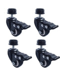 Set Of Four Heavy Duty Swivel Casters With Brakes, 1.5 Inch Wheels, M8 Threaded Stem, 360 Degree Swivel, Lockable Position, Great For Carts