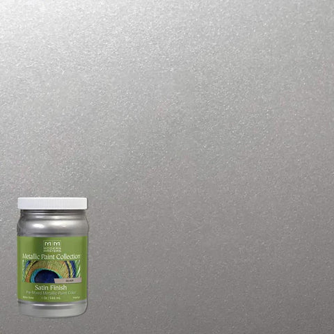 Quart Silver Metallic Satin Paint Kit For Indoors DIY Friendly Water Based Low VOC Intermixable Finish Durable Decorative