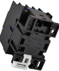 Three Pole 24V AC Contactor With 32A Rating For Industrial Motors And Rail Mount, close-up of black three-phase electric controller