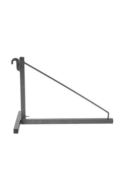 Heavy Duty No Drill Shelf Bracket For Containers Hook On Under Shelf With D Rings 18.5 Inch Deep Shelves Side View