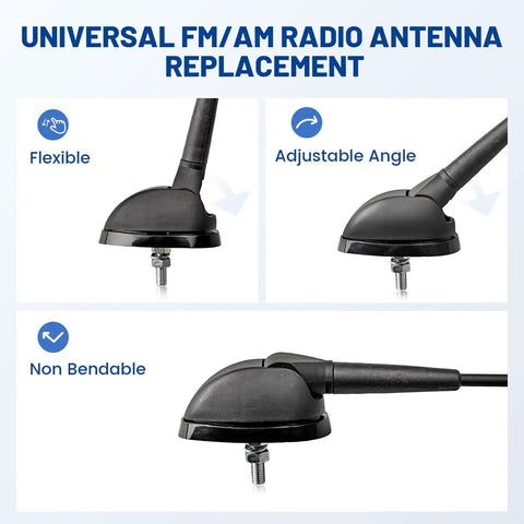 Close-up of 16 Inch AM FM Universal Top And Side Mount Antenna for Vehicle Boat ATV UTV RV Motorcycle Replacement Mast