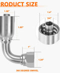 Cplbrb hydraulic 90-degree elbow fitting for 3/4-inch hose, 3/4-inch JIC female, 37-degree stainless steel