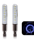 Two Pack LED Bike Wheel Lights Waterproof Spoke Lights With Neon Flashing Patterns Valve Stem Lamps For Blue Bike Tires