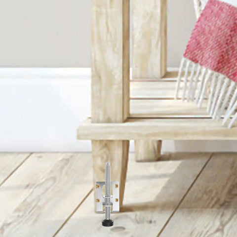 8 Pack Steel Adjustable Height Furniture Levelers With Anti Slip Pads For Uneven Floors on wooden cabinet leg