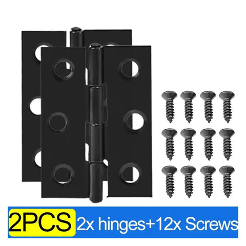 Rotating Concealed Door Hinges Stainless Steel 2 inch flat hinge connectors with 12 screws for cabinets and furniture, set of 2