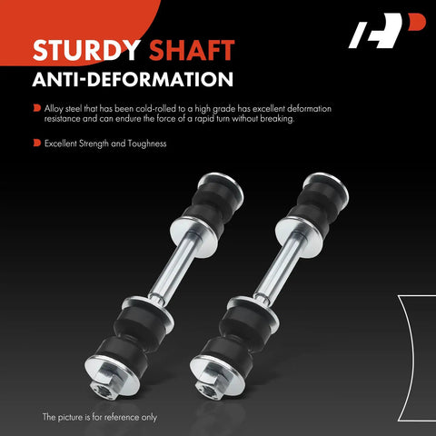 Front Sway Bar Link Stabilizer For Classic GM Rides And SUVs Including Buick Century Electra LeSabre Skylark Estate Wagon Riviera Roadmaster Skyhawk Somerset Regal Cadillac DeVille Fleetwood Seville Cimarron Brougham Bel Air Astro Beretta And More. black alloy steel link set