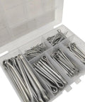 Rust Resistant Galvanized Cotter Pin Set With 230 Pieces Of U Shape Hairpin Clips And Fasteners Kit For Industrial Automotive Machinery And DIY Projects Includes Durable Storage Case And A Wide Range Of Fasteners For Any Job, open storage case