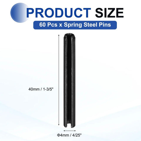 60-Pack Slotted Split Roll Pins 4 Mm Diameter 1.6 Inch Long Rock Solid 65Mn Steel Spring Tension Dowels For Solid Fastening