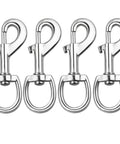 Built Like A Tank Heavy Duty Swivel Snap Hooks 4 Pack 3.5 Inch Nickel Plated Eye Bolt Clips for outdoor gear and hauling.