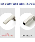 Comparison of 10 Pack 5 Inch Brushed Nickel Cabinet Pulls and other brands, highlighting solid metal construction and smooth finish.