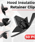 Close-up of 50 Piece Hood Insulation Retainer Clips Kit with 1 Remover Tool Nylon Push Pin Fasteners for Jeep Grand Cherokee Dodge Ram