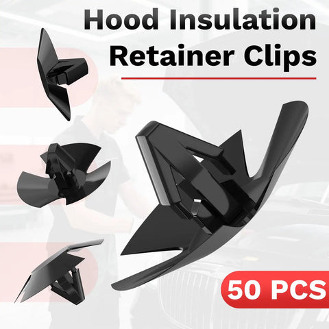Close-up of 50 Piece Hood Insulation Retainer Clips Kit with 1 Remover Tool Nylon Push Pin Fasteners for Jeep Grand Cherokee Dodge Ram