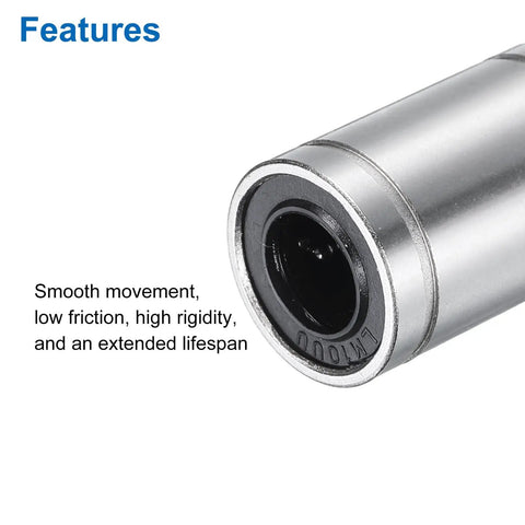 Close-up of 2Pcs LM10UU Linear Bearings Featuring 10mm Bore And 19mm Outer Diameter, showing double rubber seals.
