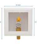 Premium White Gas Outlet Box With Three Quarter Inch Npt Threads And Recessed Shell Featuring A Swift Quarter Turn Shut Off Valve, 6.1x7 inch size.