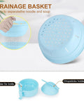 Two Pack Microwave Ramen Bowl Set With Chopsticks And Spoon, 32 Ounce Ramen Cooker drainage basket, blue, noodle straining
