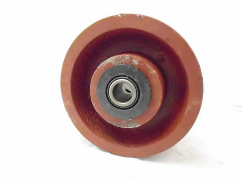 Bulletproof Four Inch Two Inch V Groove Caster Wheel With Seven Eighths Stem Crafted From Rugged Ductile Steel and Rollin Smooth On Heavy Duty Bearings For A Rock Solid One Five Zero Zero Pound Load Rating In Classic Burgundy, close-up view.