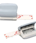 3 Hole Handheld Paper Punch Grab And Go, 5 Sheet Capacity Metal Puncher with Positioning Post Ruler for A4 A5 A6 A7 Binders