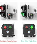 Heavy Duty Industrial Led Loading Dock Traffic Light Wall Mount Signal Lamp with red and green lights, featuring control push buttons.