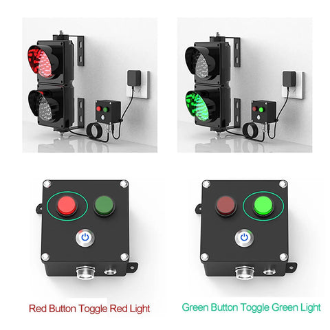 Heavy Duty Industrial Led Loading Dock Traffic Light Wall Mount Signal Lamp with red and green lights, featuring control push buttons.