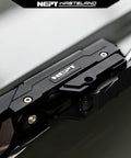 Close-up of NEPT Wasteland Limb Riser Kit With Cable Linkage System For Ford Bronco 2021 Plus Models, CNC aluminum material.