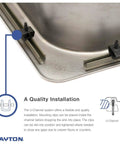 Dayton Single Bowl Drop-In Stainless Steel Bar Sink 15x15 installation detail with U-Channel and mounting clips for stability