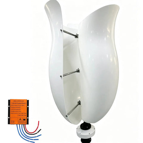 800W Vertical Wind Turbine Kit With 12V 24V 48V Configs, 3 Blade Maglev Wind Generator With MPPT Controller, Rose Shaped Design