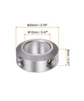 4 Pack 12mm Bore Aluminum Shaft Collars With Set Screws, 20mm Outer Diameter, 8mm Wide, Anodized Finish, Heavy Duty Protection