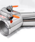 Premium Stainless Steel Air Duct Damper Featuring A Sharp Three Way Adjustable Backdraft Valve For Zero Sweat Exhaust Fan Ventilation And Pro Level Hvac Setup, showing stainless steel construction and orange levers.