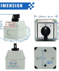 Dimensions of 20A Rotary Changeover Switch 3 Position 2 Pole 8 Terminal With Box Built Tough Easy Install Universal Selector Switch