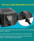 TR1100 SMD Rework Station Hot Air Soldering System With 200W Power Lead Free Welding Platform, front view with controls