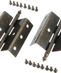Two Pack Antique Bronze Crown Hinges For Cabinets And Luggage Style Boxes with screws, 8 Hole 55x51 mm, DIY Hardware Decor