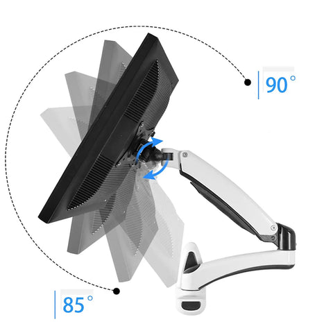 Desk Clearing Wall Mount Monitor Arm With Butter Smooth Mechanical Spring Adjustment Fits 12 To 27 Inch Screens pivoting at 90 degrees