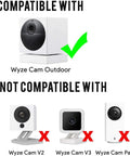 Wyze Cam Outdoor compatibility with solar panel kit, not compatible with Wyze Cam V2, V3, Pan models shown.