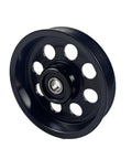 Heavy Duty Serpentine Drive Belt Idler Pulley 23770AA060 for Subaru Outback, detailed view of black pulley with holes.