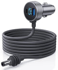 No Sweat Road Trip Ready Starlink Mini Dc Power Cable With Cigarette Lighter Adapter and digital volt meter, 10ft gray charging cord.