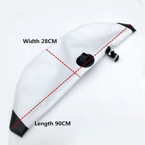 Inflatable Outrigger Stabilizer For Kayaks And Canoes, PVC buoyant stabilizer in white, 90cm length, 28cm width, easy install.